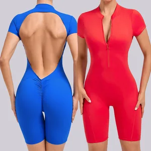 Custom Logo One Piece Sexy GYM Fitness Sport Workout Short Yoga Jumpsuit for Women Jumpsuit Playsuits Gril Bodysuit