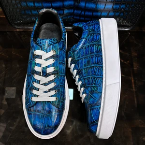 Handmade Genuine for Leather Mens Luxury Shoes Light Weight Soft Skateboard Shoes Lace-up Walking Rubber Outsole Men Shoes