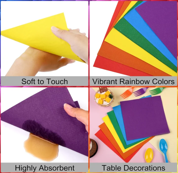 DAMAI Rainbow Disposable Party Tableware Set for Birthday Party 7inch and 9" Plates  9oz Cups Napkins Paper Plate Sets