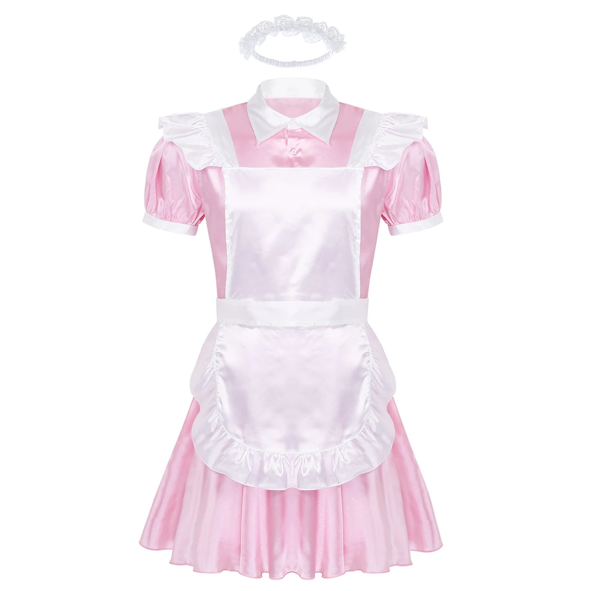 Sissy Mens Vestido de Empregada Cosplay Traje Sopro Manga Botão Frontal  Para Baixo Vestido com o Avental e Cabeça para o Dia Das Bruxas| Alibaba.com