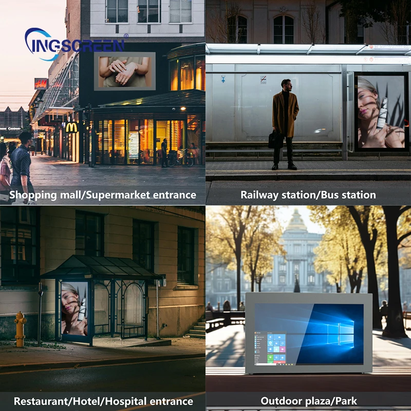 Ingscreen Outdoor Waterproof Ip65 Multi Media Commercial Digital Advertising Signage Screen Wall Mounted TV
