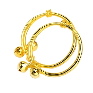 Design Gifted Bell High Polished Gold Plated Jewelry Kid Bangle