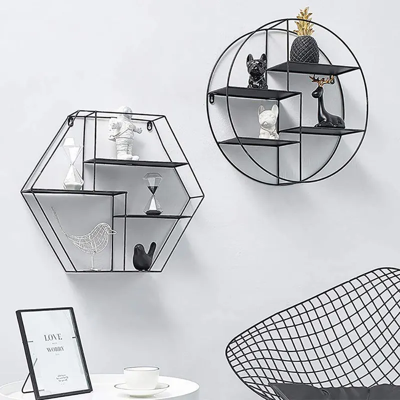 Luxury Style Wall Hanging Shelf Retro Bookshelf Partition Wall