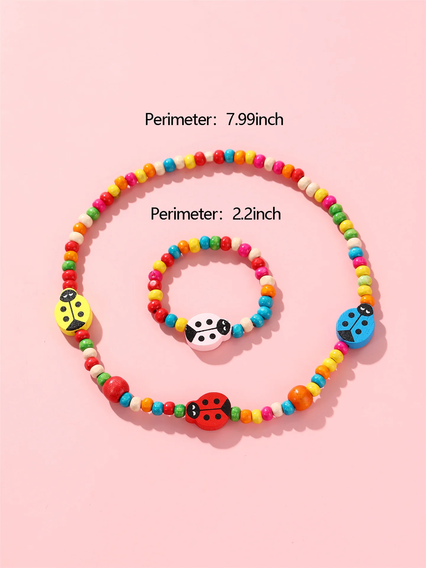 Ladybug Kids Jewelry Set Lovely New Fashion Acrylic Pendant Necklace and Bracelet Set for Girls