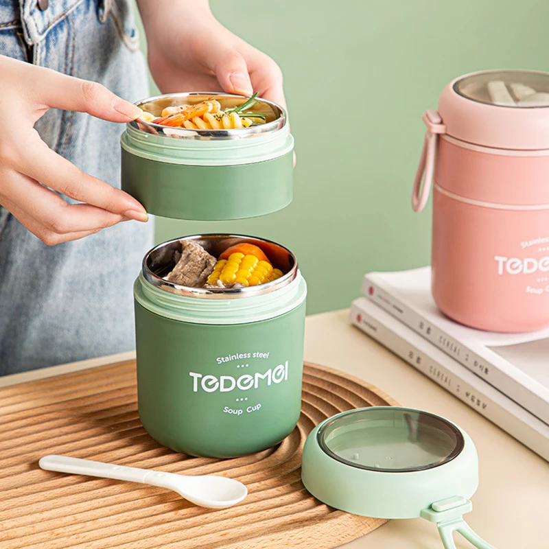 710ML Edelstahl Lunchbox Trinkbecher Lebensmittel Thermo glas Isolierte Suppe Thermoskanne Behälter Thermische Lunchbox mit Löffel| Alibaba.com