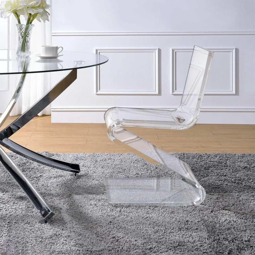 Plexiglass Dinning Table  Chair Modern Cantilever Z Chairs in Blue Lucite Acrylic Z Style Chair