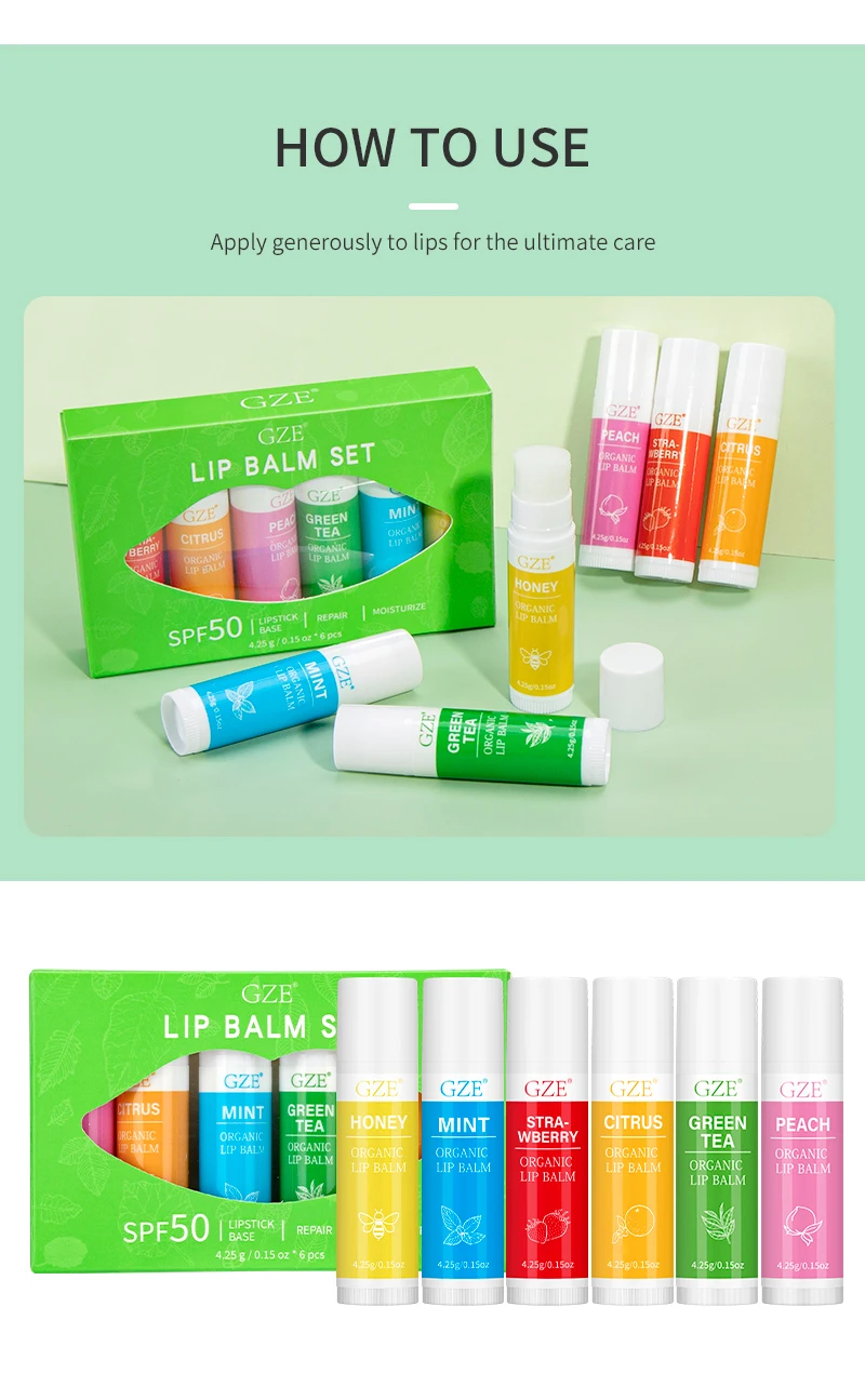 Eco Friendly Lip Balm Set Spf 50 Plus Lip Sun Protection Uva Rays