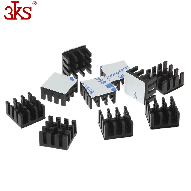 14x14x6mm with Adhesive Glue on Back for Power Ic Power Electric Device Heat Sink 7 Fins Durable Aluminum Heatsink