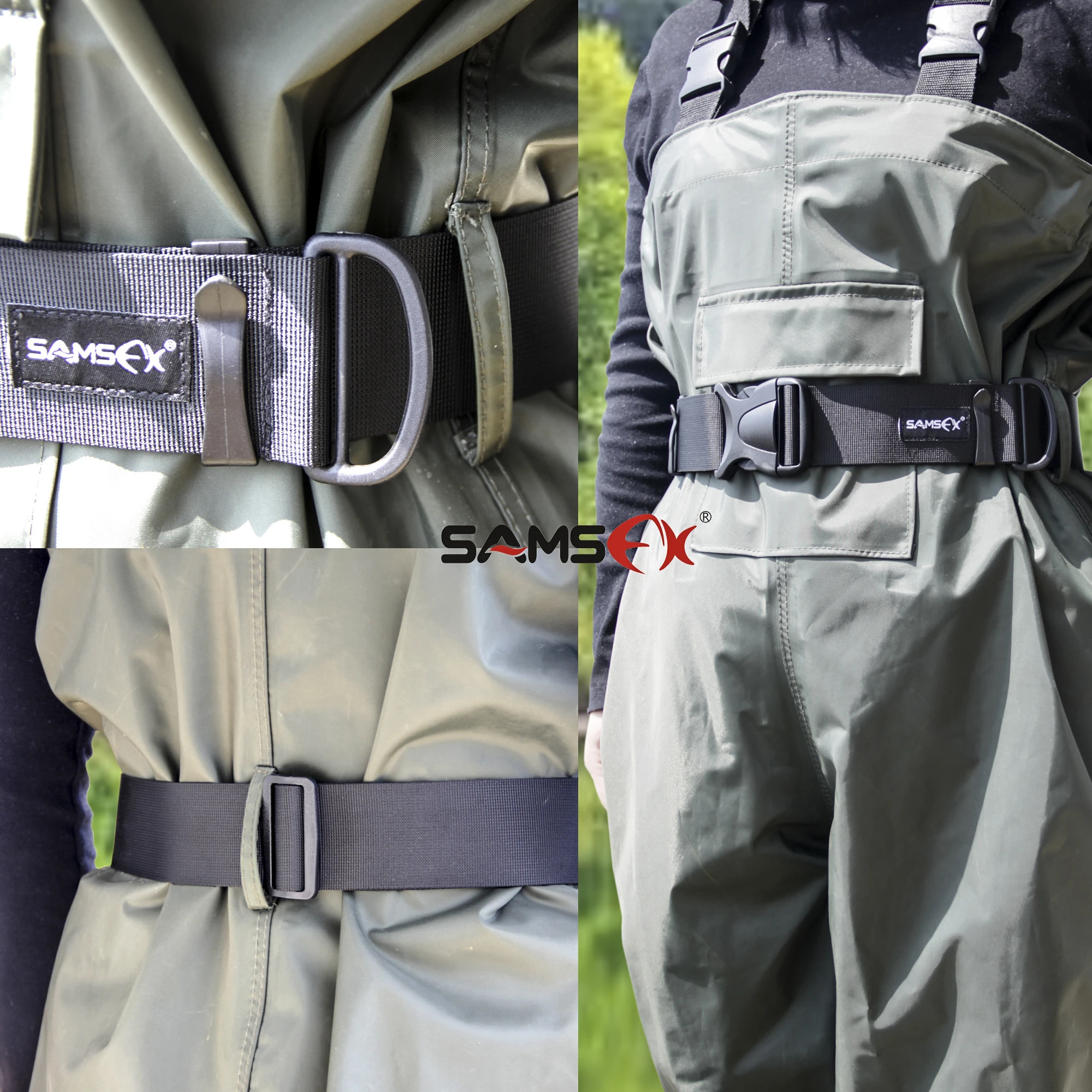  SAMSFX Fishing Waist Belt Rod Holder Wader Belt