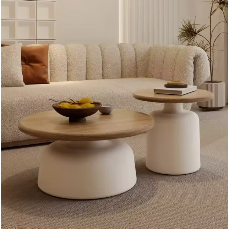 客厅家具世纪中叶现代圆形木制茶几简约中心桌嵌套茶几一套2