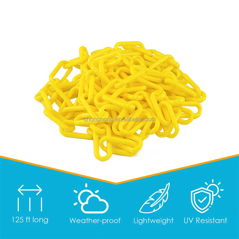 8mm PE Plastic Safety Chain with Red White Yellow Black Color for Roadway Safety in 25 Meter Length