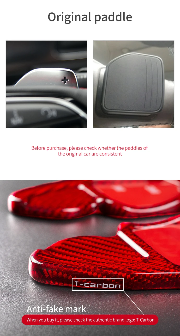T-carbon Carbon fiber modification of steering wheel paddle shift fit for Audi A4 A6 A8 A7 TT TTS RS7 RS3 R8 shift paddle