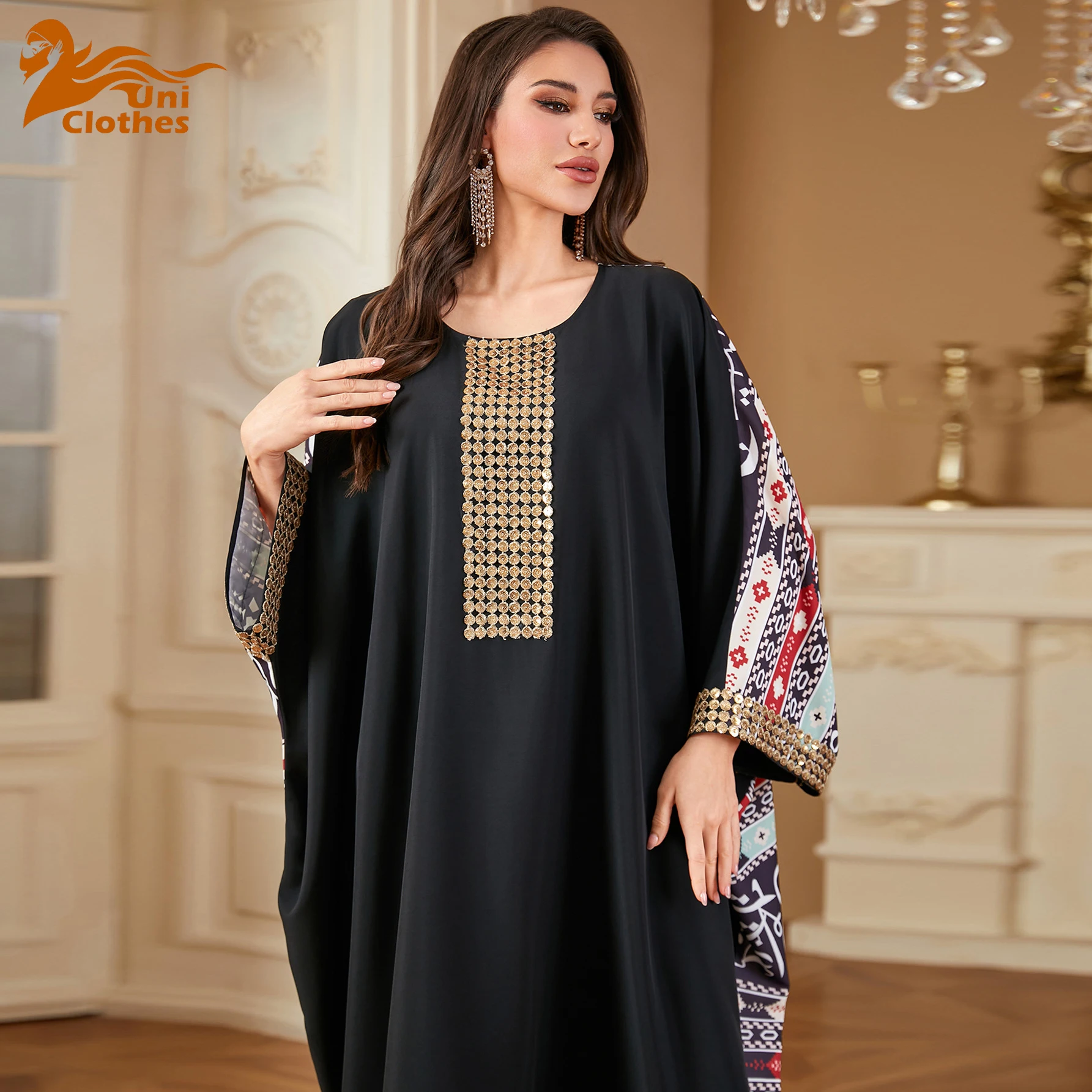 Femme Musulmane Arabic Robe Muslim Print Maxi Dress Eid Djellaba Ramadan Caftan Marocain Islam Jalabiya Kaftan for Women Abayas