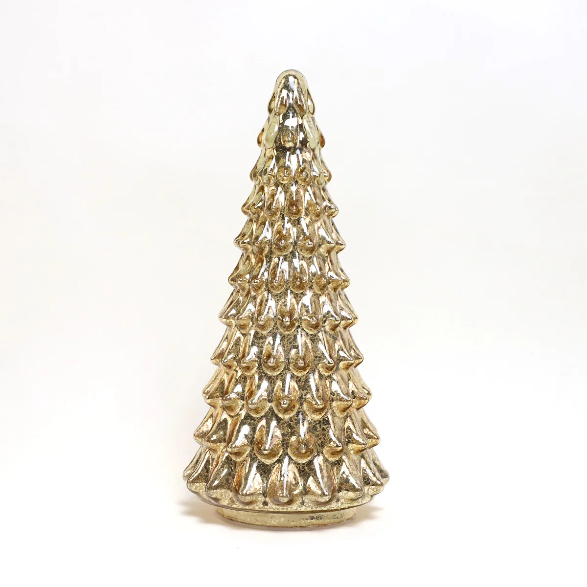 2024 New Design tabletop pine cone hand blown glass Christmas tree with led lights