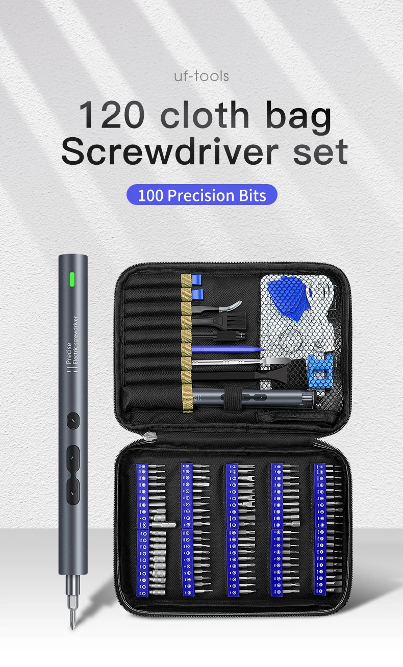 Hot Sale 120 In 1 Precision Electric Screwdriver Set With 100 Pcs Crv