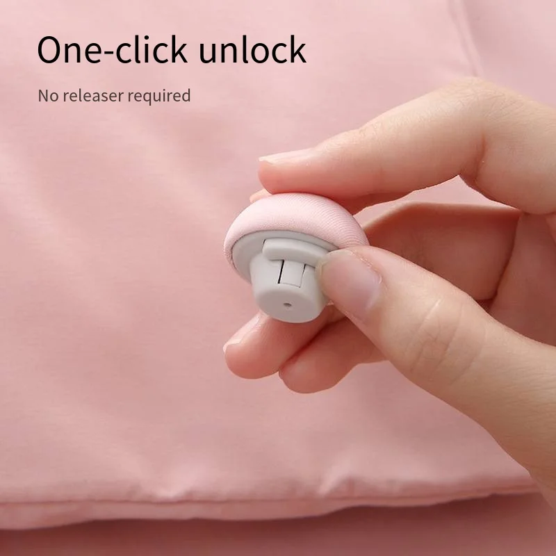 Needle free mushroom quilt holder Plastic safety New bed sheet holder comes with one click unlock supplier