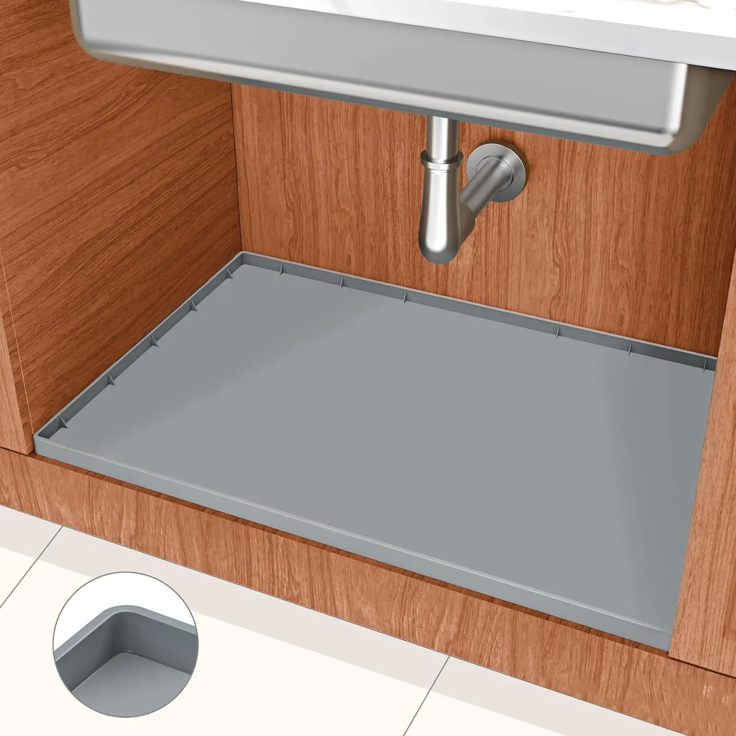 SN Hot Design Custom Drain Hole Kitchen Sink Mat Waterproof Silicone Under Sink Mats & Pads