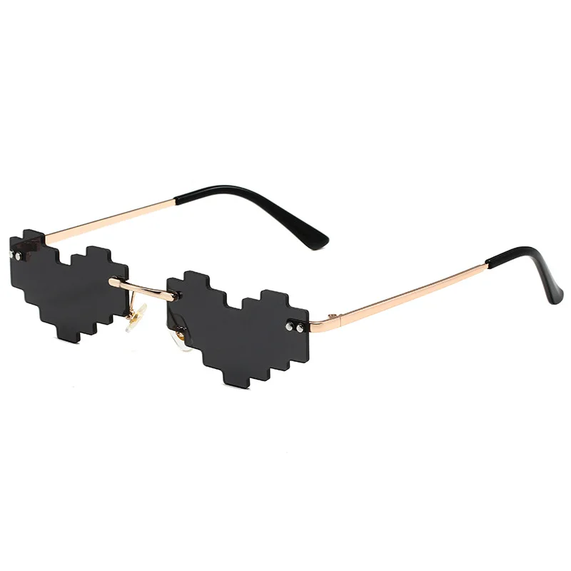 FF889 UV Protection Metal Frame Glasses Candy Color Party Beach Eyewear Irregular Rimless Heart Sunglasses