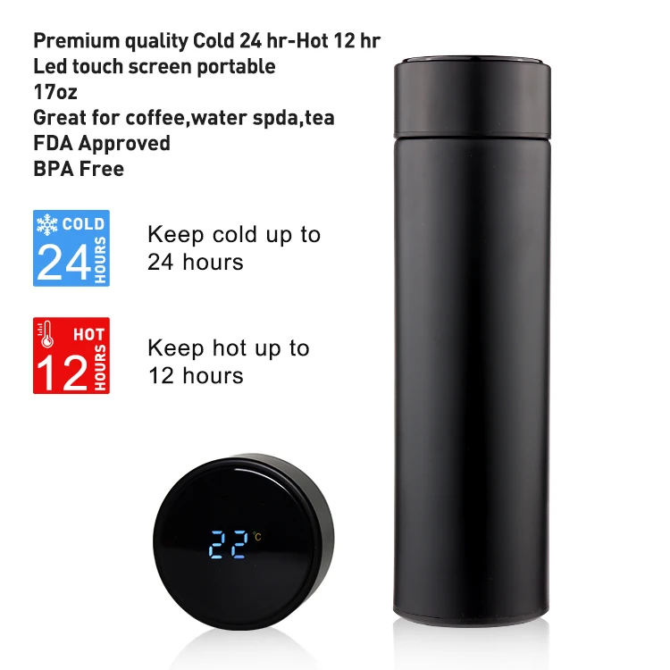  Coffee Thermos With Temperature Display, 2024 Premium Portable  LED Temperature Display Thermos Water, 450ml Large Capacity Coffee Thermos  for Travel and Office (Black, 450ML): Home & Kitchen