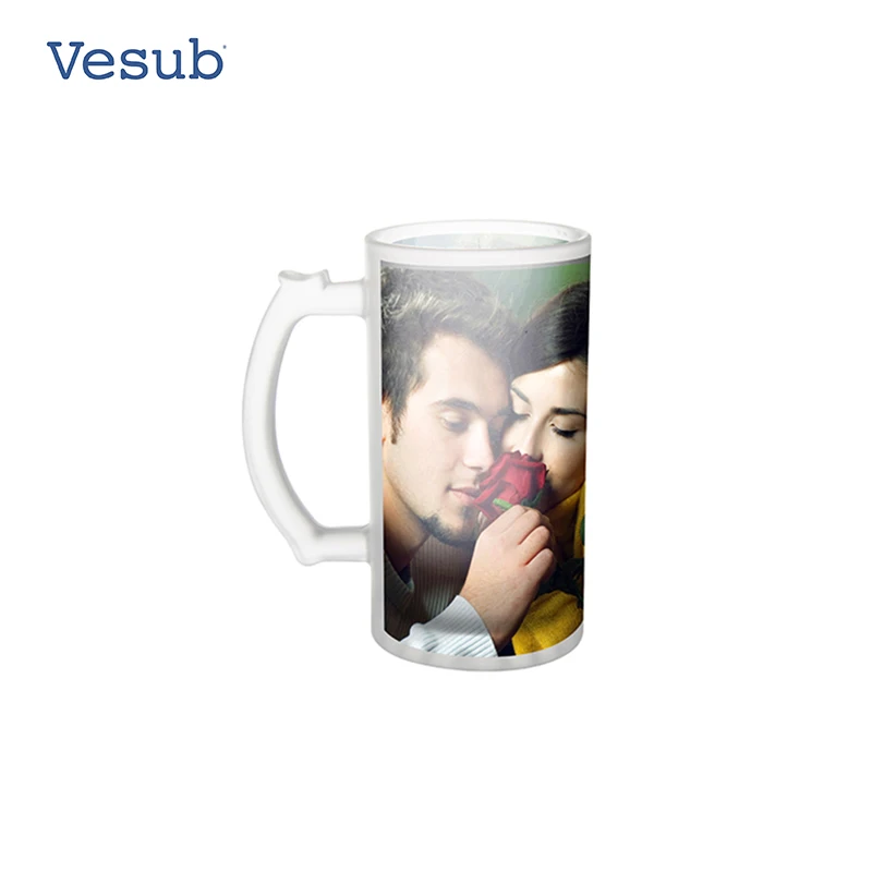 Wholesale High Quality 16oz Sublimation Customized Beer Mug Frosted Glass Beer Mug for Heating Press Transfer