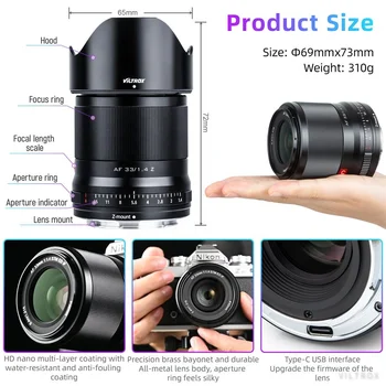 Viltrox 23mm 33mm 56mm F1.4 Auto Focus Large Aperture Portrait Lens Wide Angle APS-C for Z Mount Camera Lenses Zfc Z6 Z7 product image