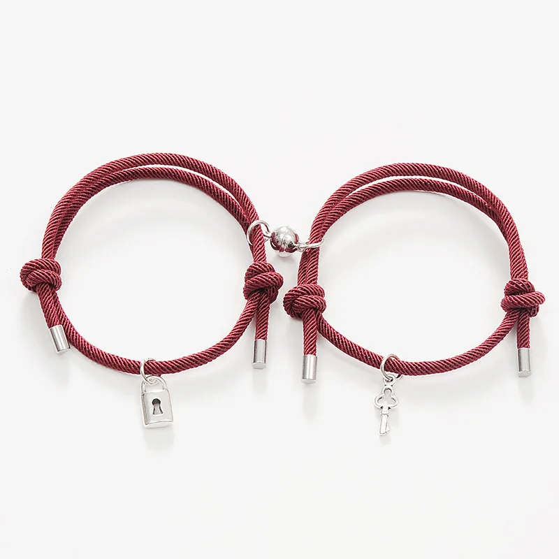 Handmade love-Lock Charm Bracelets For Women Men Padlock Retractable Rope Bracelet  Bangle Couple Jewelry - AliExpress
