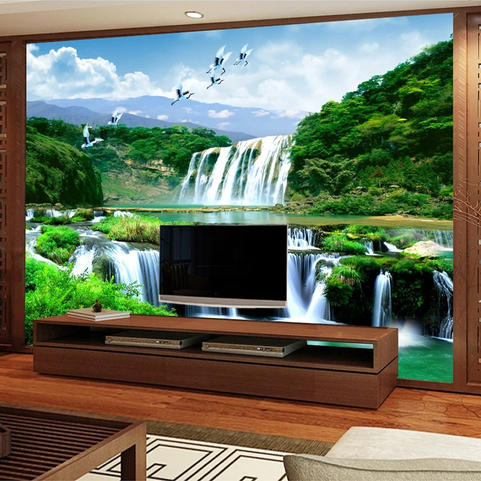 Papel de Parede Personalizado em 3D com Pintura de Paisagem Natural de  Cachoeira em Alta Definição para Sala de Estar, Sofá, Fundo de TV, Quarto,  ..., image size:944x944