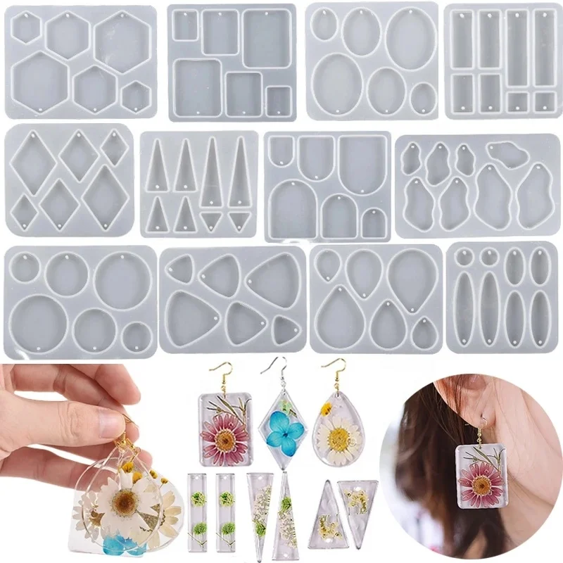 Geometric Earring Resin Molds Silicone Pendant Mould Epoxy Resin