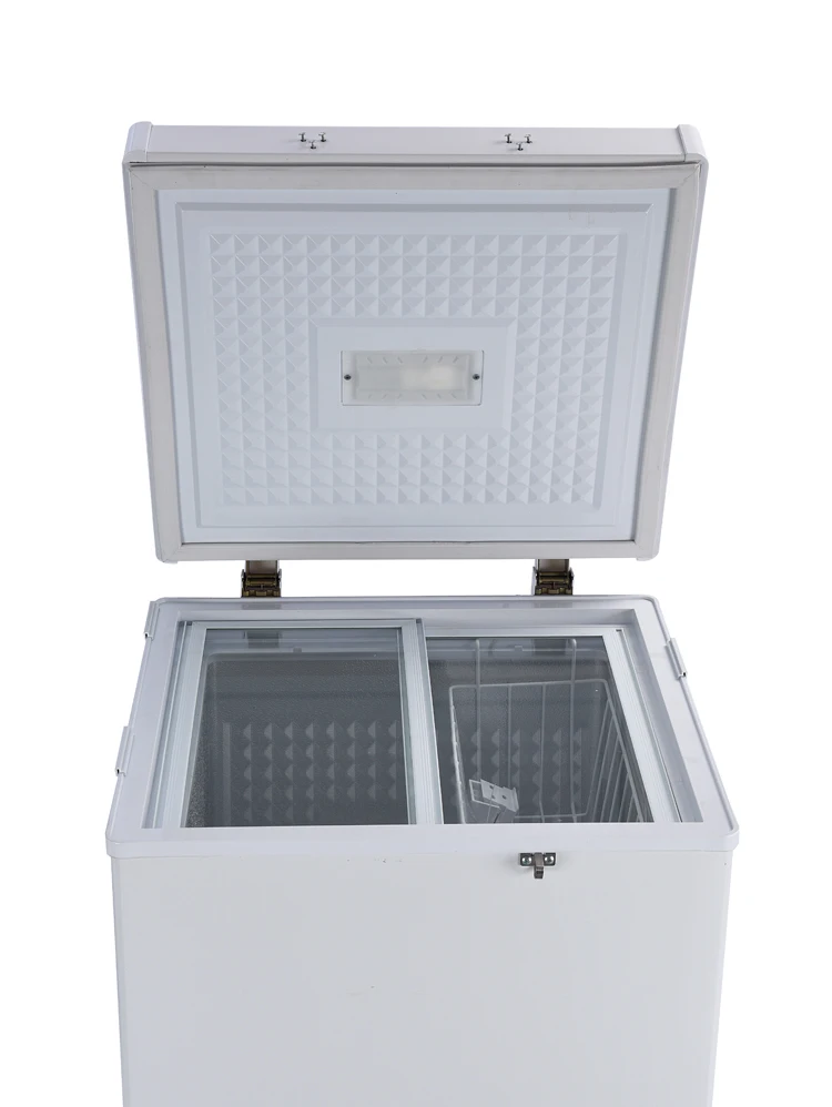 110L Solar Deep Chest Freezer Fish White Customized Folding Door Solar Freezer