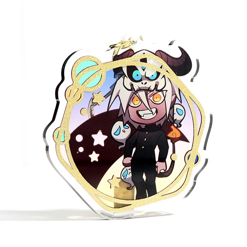 Vograce Pro Custom Cartoon Anime Character Customized Transparent Clear Epoxy Glitter Key Ring Hot Stamping Acrylic Keychains