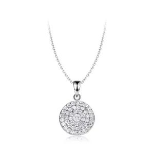 Keiyue Vintage 925 Silver Pendant Necklace Jewelry Making Heart Disc Toggle Clasp with Zircon Main Stone