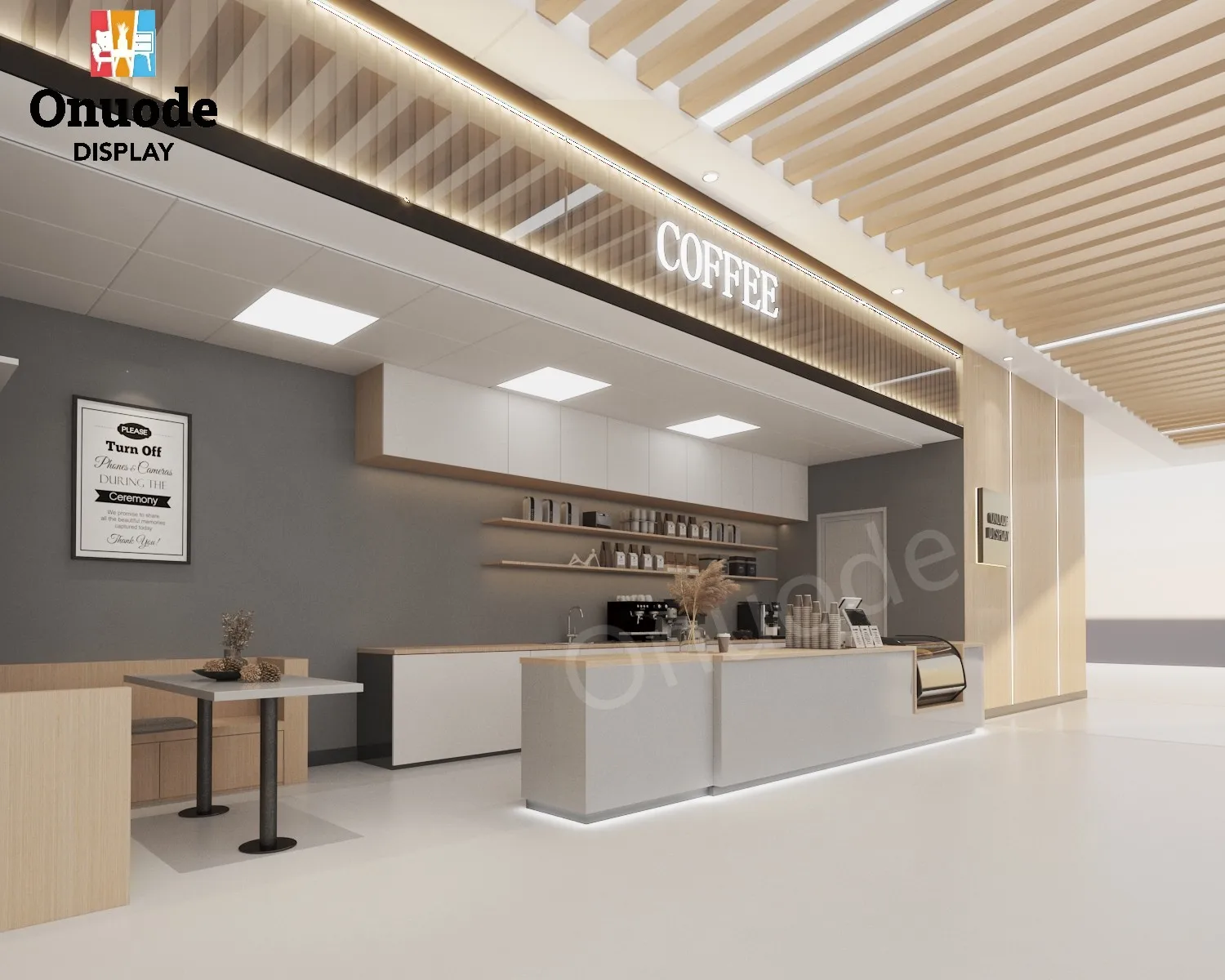 Modern Design Wooden Bakery Shop Furniture Coffee Shop Interior Design with Bubble Tea Counter Display Dessert Bar Showcase