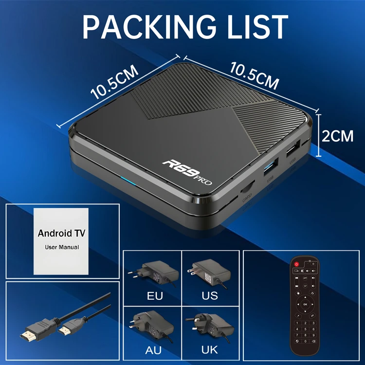 R69 PRO H728 Android Box with 4GB RAM, 64GB Storage, Voice Remote