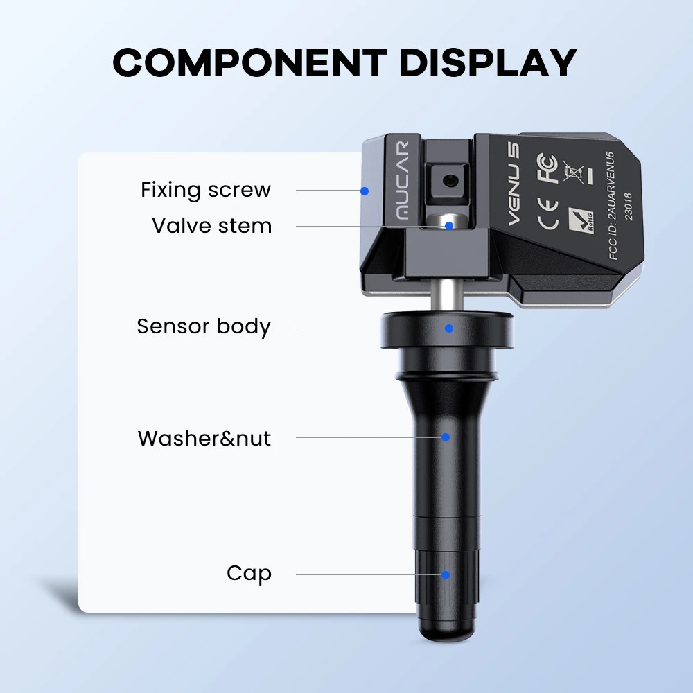 4 szt./zestaw MUCAR VENU 5 Czujnik TPMS Monitor ciśnienia w oponach samochodowych 315 MHz i 433 MHz Narzędzie do naprawy opon Nauka/Aktywacja/Programowanie