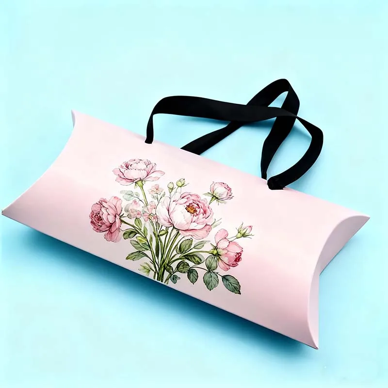 Wholesale Custom logo Pillow Shaped Cardboard Paper Box Eco Friendly Clothing Packaging Box Foldable Hat Sock Gift Box