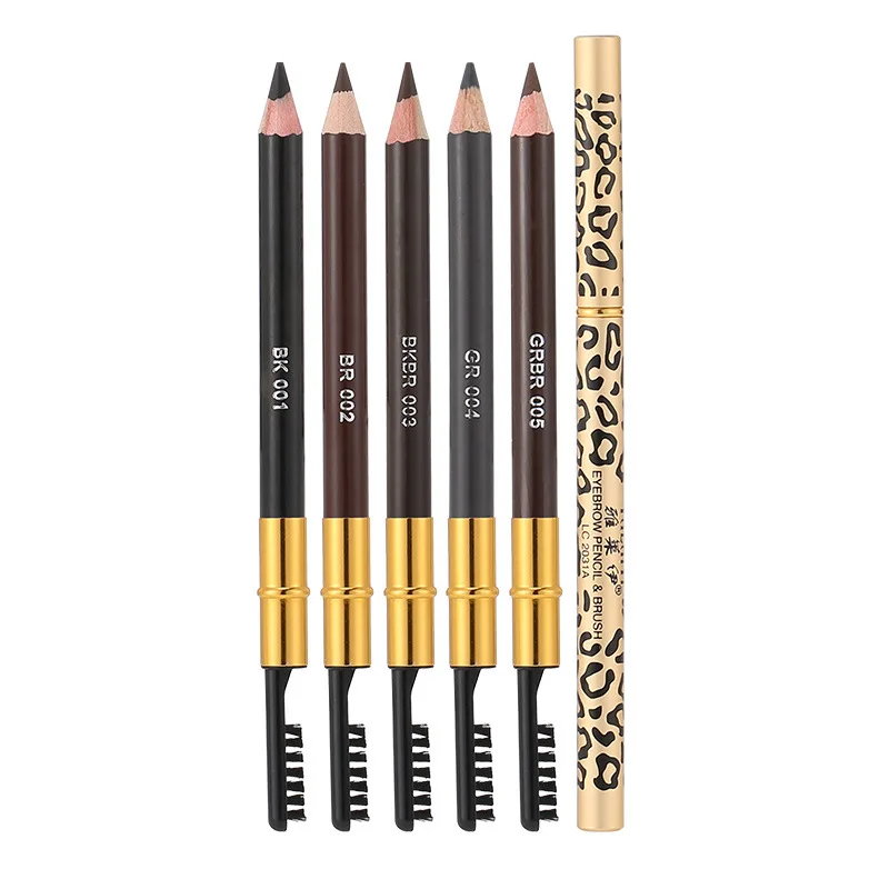 Private Label 5 Colors Double Head Eyebrow Pencil With Brush Long Lasting Waterproof Eye Brow Pencil