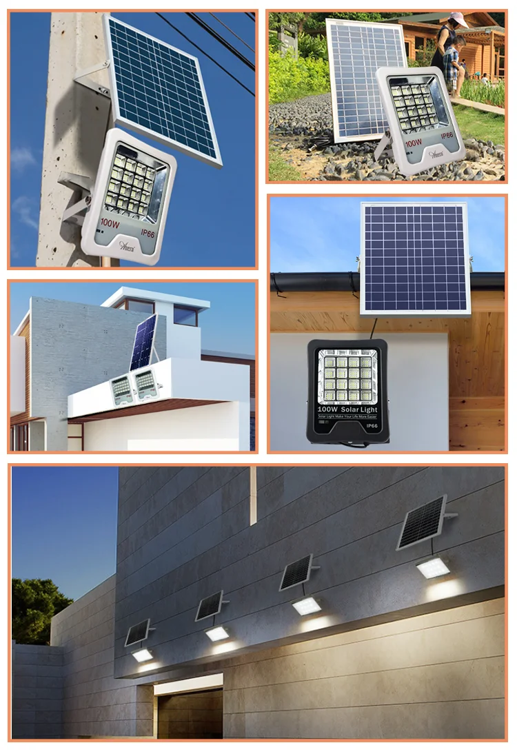 100w 6500k Solar Led Flood Light Aluminum Housing
