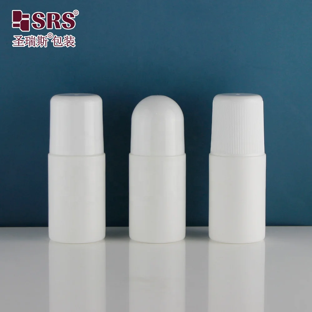 White Color PCR Empty Packaging 60ml Roll on Bottle With Three Kinds of Cap