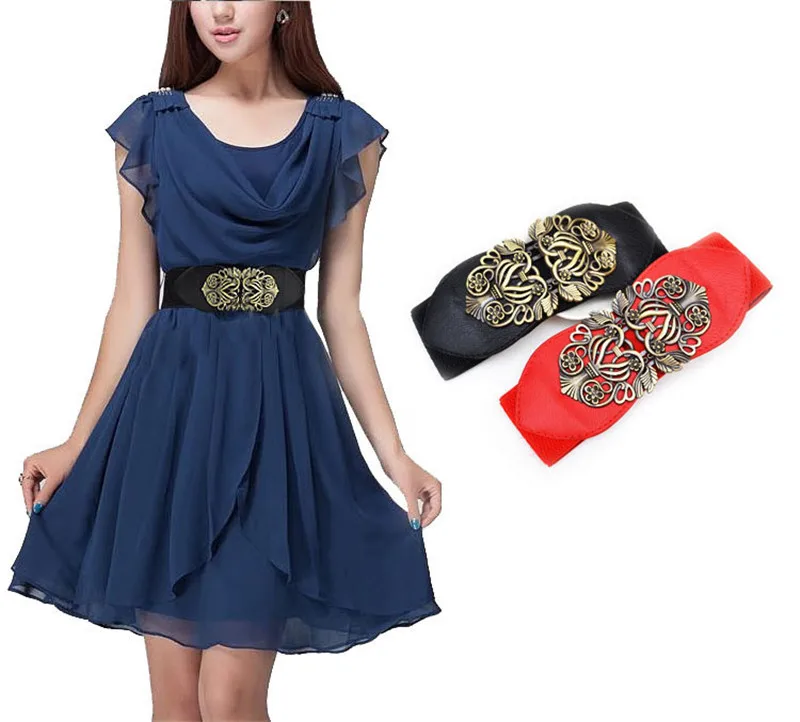 Women's PU Leather Waist Belt Wide Stylish Waistband Dress Clothes  Cummerbund