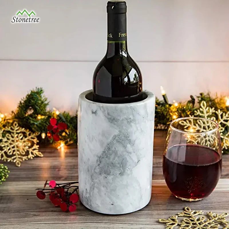 Cheap Home Garden Marble Wine Cooler/ice Bucket/wine Chiller With Grip