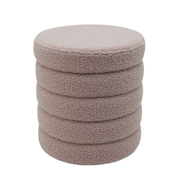 Velvet Stool Soft Ottoman Round Stool Pouffe Ottoman Footstool Blue Velvet Ottoman