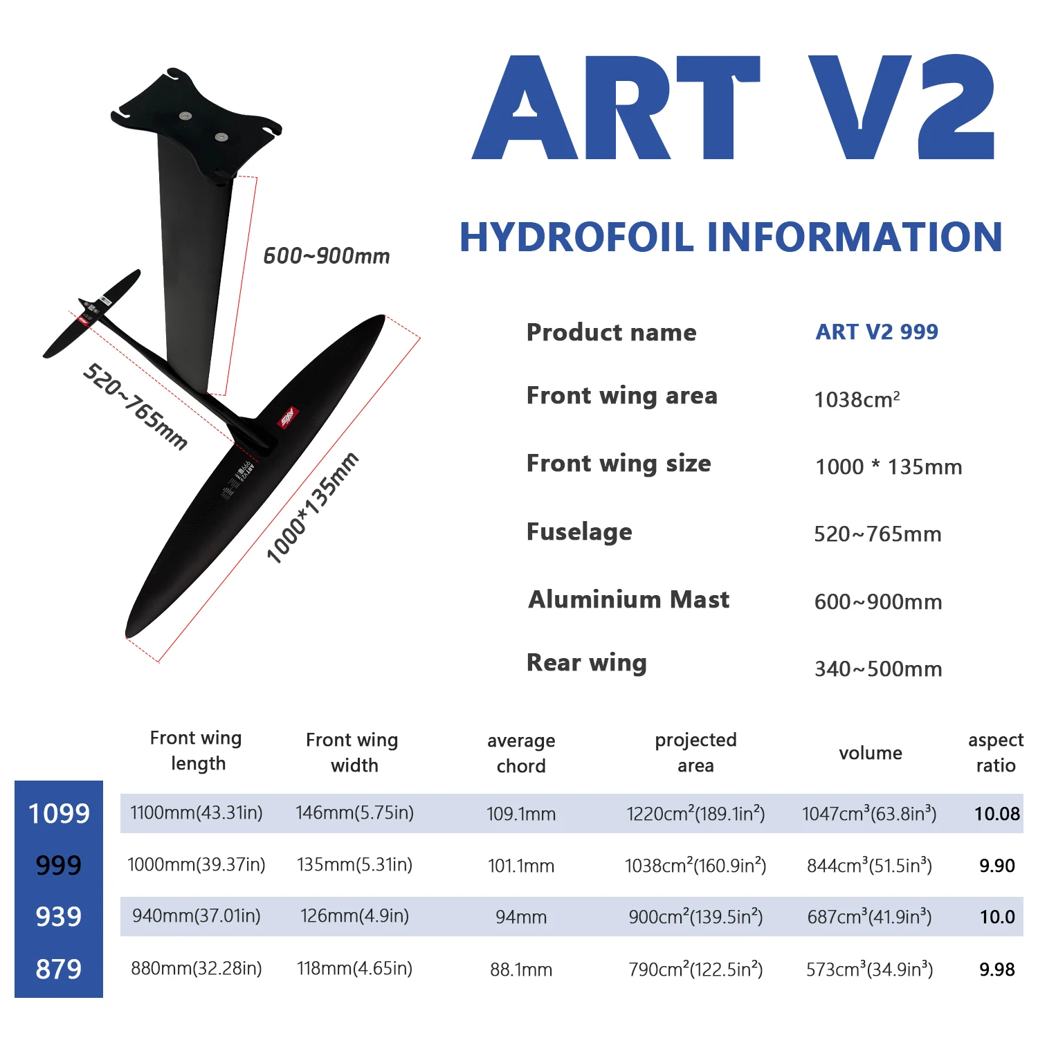 Axis Hydrofoil ART V2 999 ウィンドフォイル カーボンボード ウェーブ 