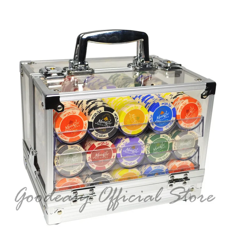 600 шт./компл. 14 г наборы глиняных чипсов с акриловой коробкой Техасские покерные чипсы