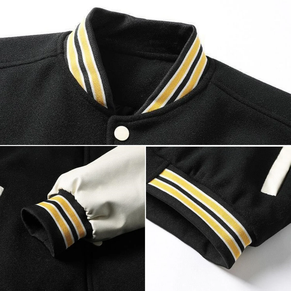 High Quality Men Chenille Embroidery Leather Sleeves Custom Baseball Letterman Varsity Jacket_voghion.com