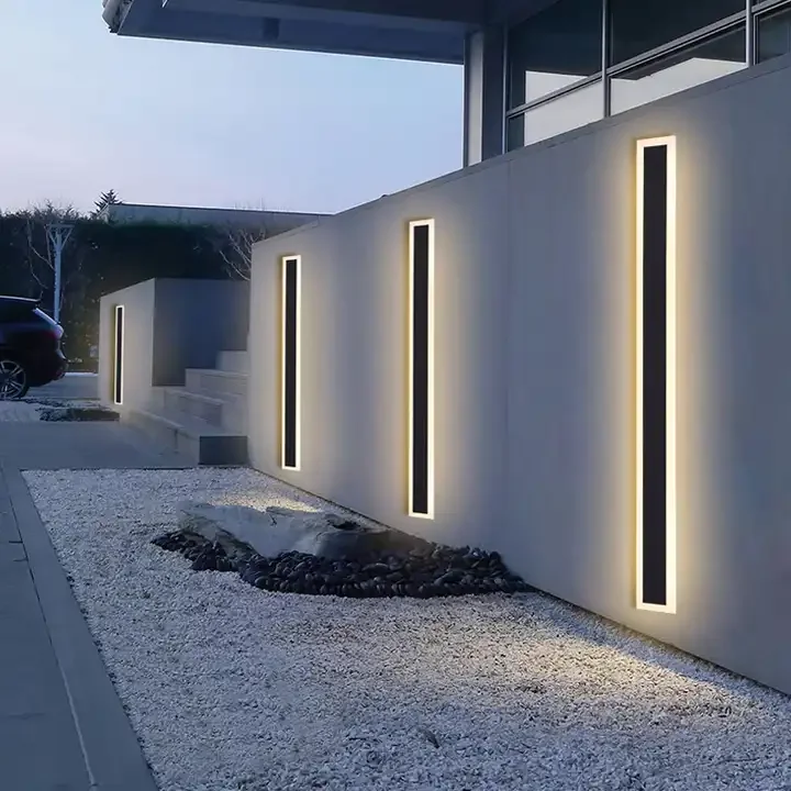 2024 Smart Ip65 Sconce RGB Light Linear Waterproof Outdoor Kebract Long Strip Vintage Wall Lamp for Home Garden Wandlamp