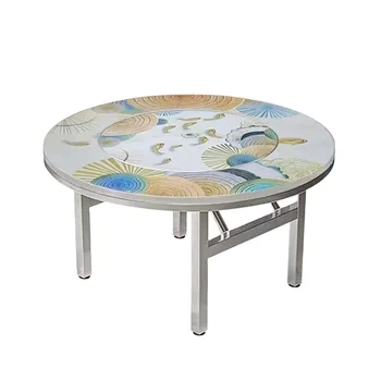 Round collapsible stainless steel table various patterns Dining table Coffee table desk outdoor furniture  garden furniture