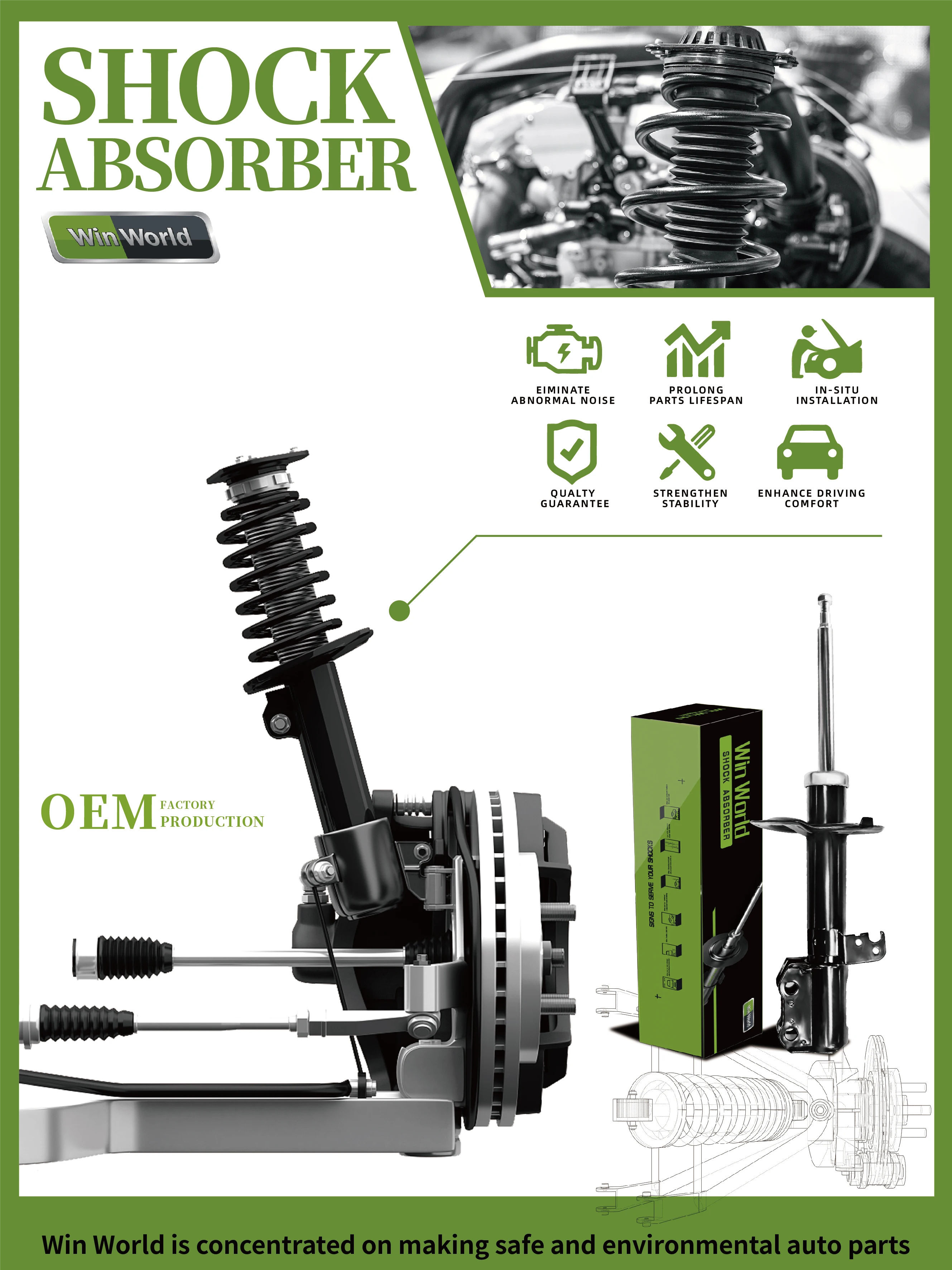 Front Rear Left Right Shock Absorber for Toyota Passo Probox Corolla Fielder Wish 1.8 2.0 Prado Alphard