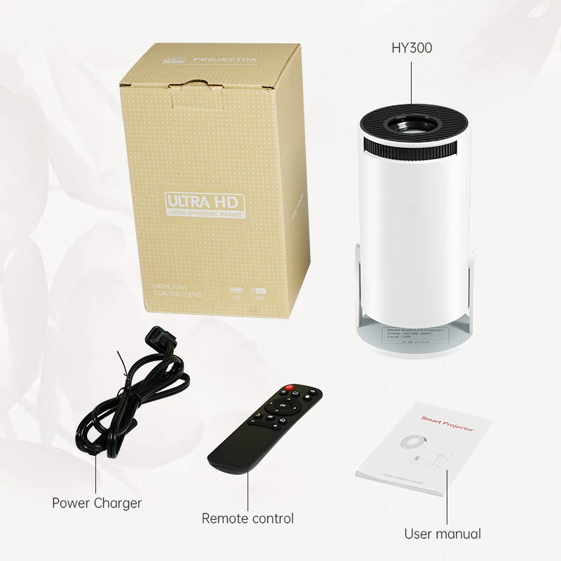 Hotack Factory Newest HY300pro Smart Android Wifi Projecteur HD Home Theater  Video Proyector Portable Outdoor Mini 4k Projector
