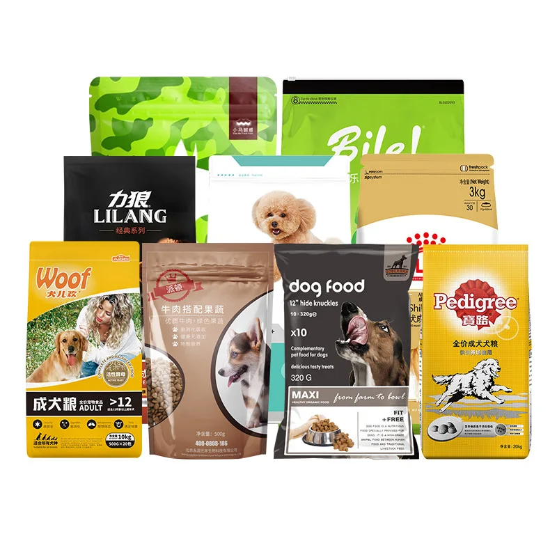 Biodegradable Plastic Pet Stand Up Flat Bottom Aluminum Foi Pet Dog