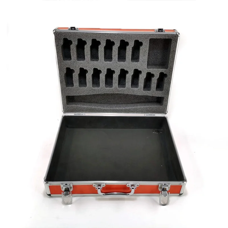 Customize Red Shell Aluminium Case Briefcases with Foam Inserts Black Interior Two Locks